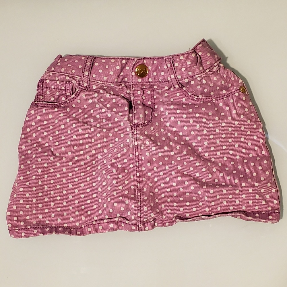 Girls purple polka dot jean skirt